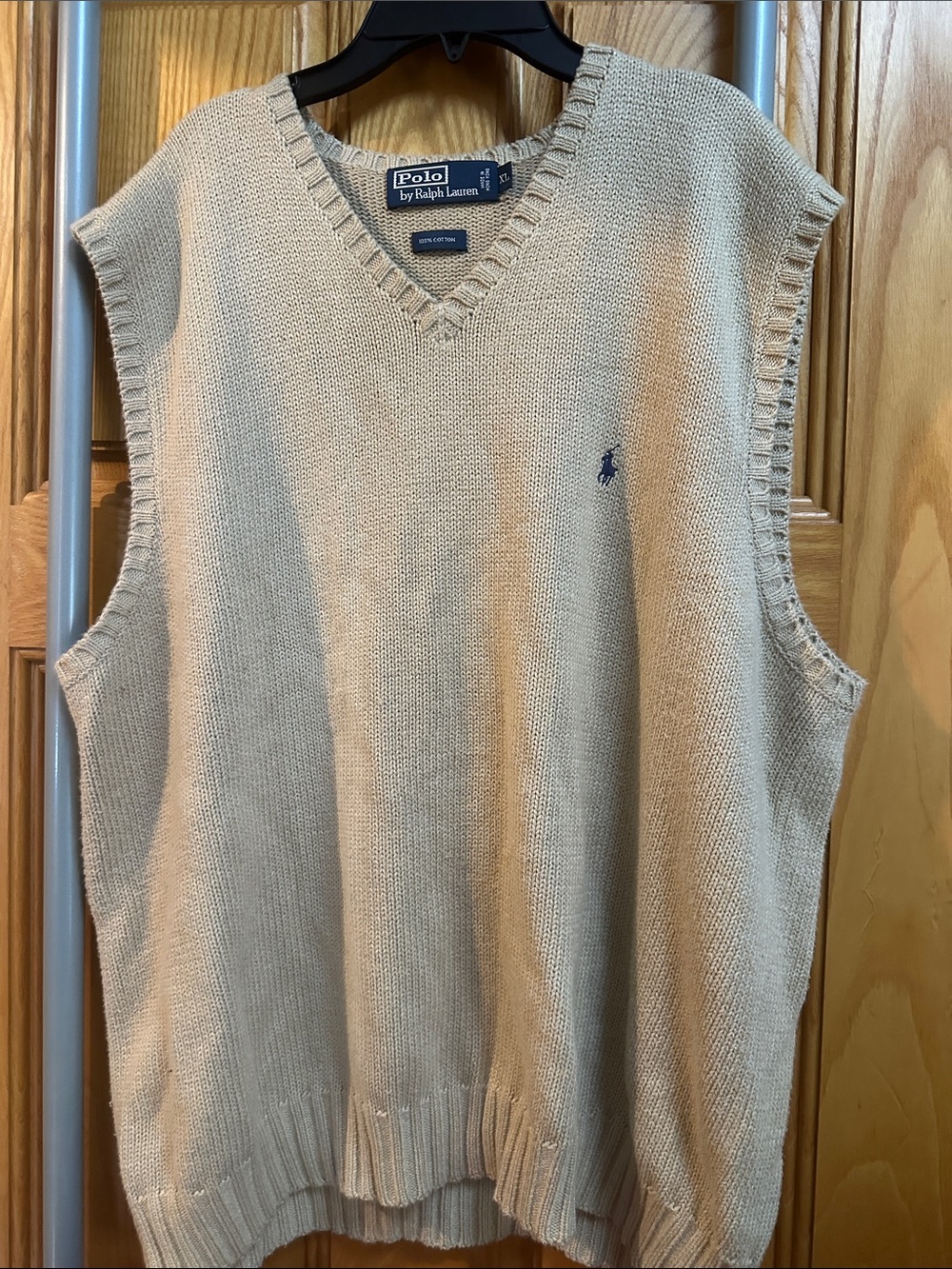 Polo by Ralph Lauren Men's Tan/Cream V-Neck Knit Sweater Vest
